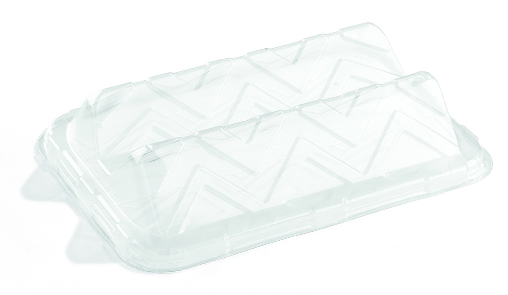 [DOM53314-50-SAT] Couvercle rPET dôme (sandwich) pour plateau rectangulaire 35x24cm 2x25pcs