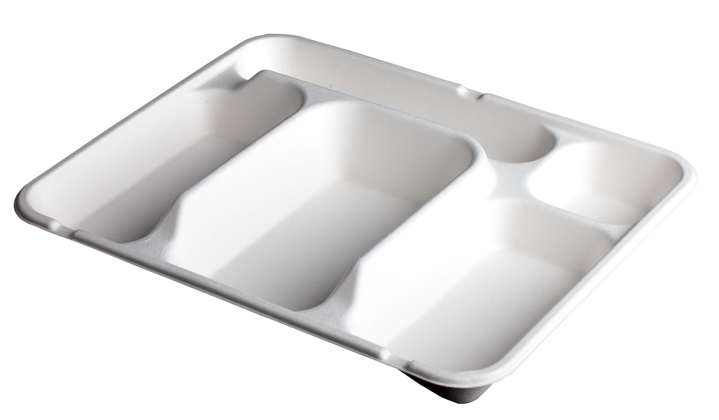 [PUL2010N-SAT] Plateau rectangulaire 5 compartiments BEPULP 30x24cm 4x50pcs