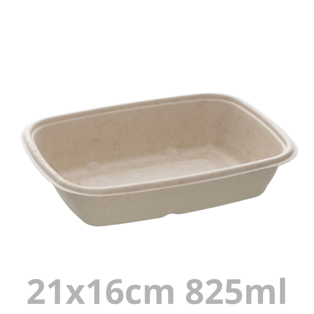 [PUL48632PLA-SAT] Barquette rectangulaire laminé BEPULP 825ml 21x16 cm 4x75pcs