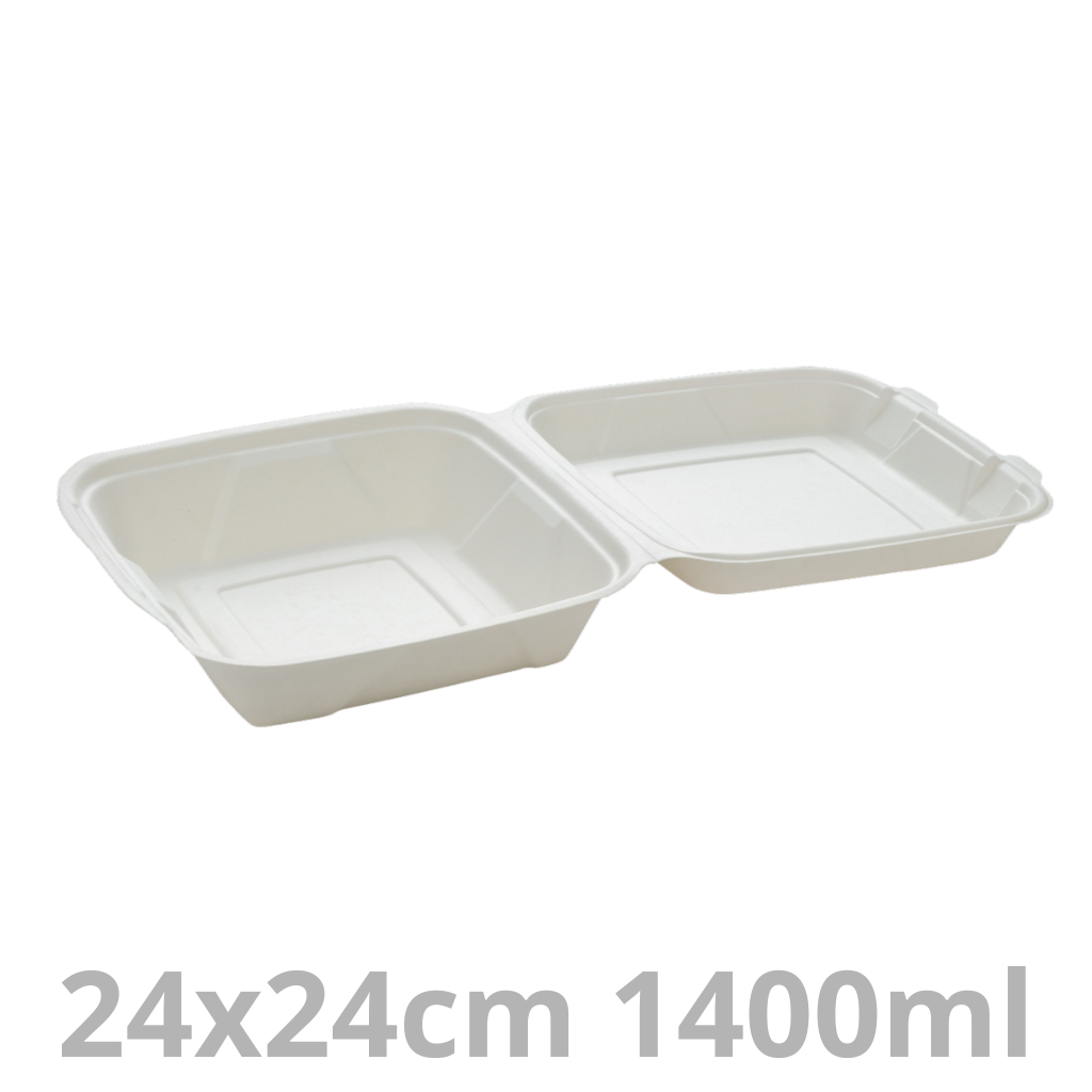 Boite repas carrée blanc BEPULP 1400ml 24x24cm 4x50pcs