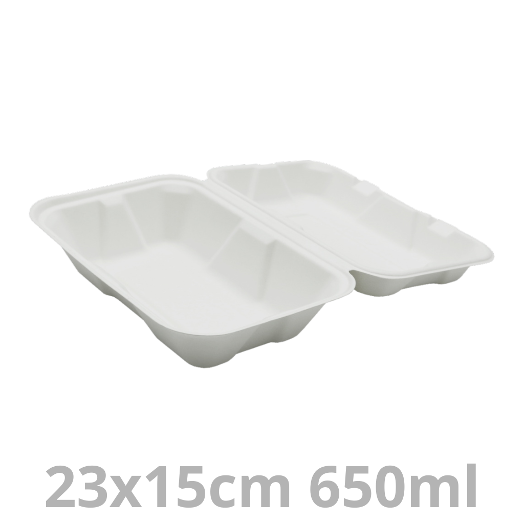 [PUL2038-SAT] Boite repas rectangulaire blanc BEPULP 650ml 23x15cm 4x50pcs