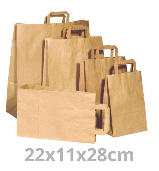 Sac à poignées plates kraft brun petit 22x11x28cm 250pcs