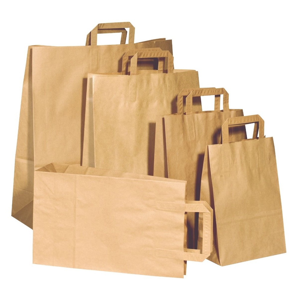 Sac à poignées plates kraft brun petit 22x11x28cm 250pcs