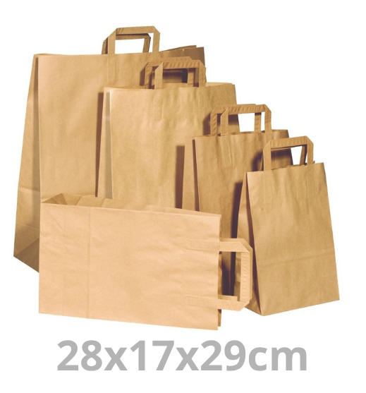 Sac à poignées plates kraft brun moyen 28x17x29cm 250pcs