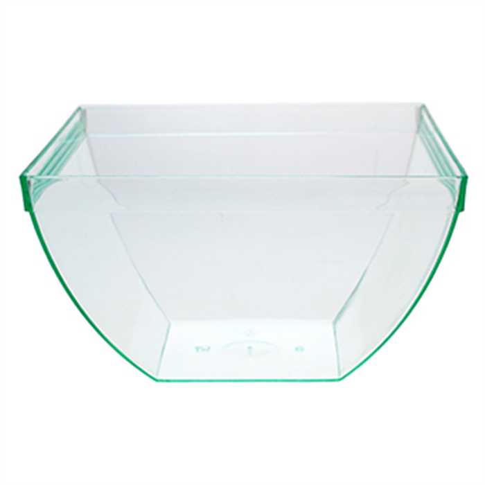 [PM02/-BEX] Verrine carrée bombée transparent vert d'eau PS 580ml 12x5.5cm 25pcs