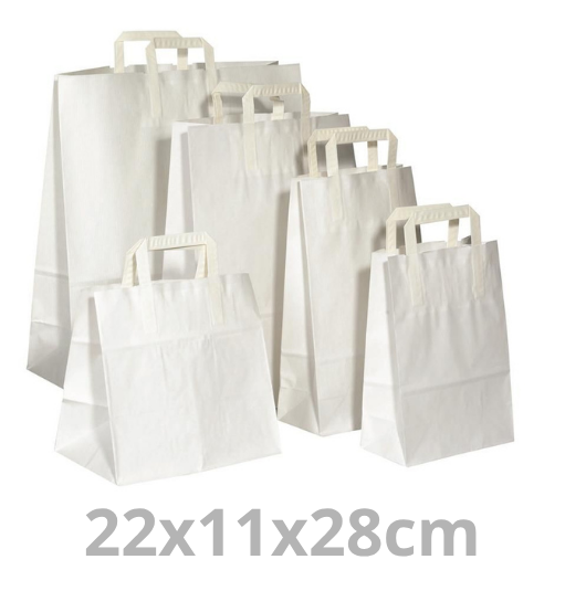 Sac à poignées plates kraft blanc petit 22x11x28cm 250pcs