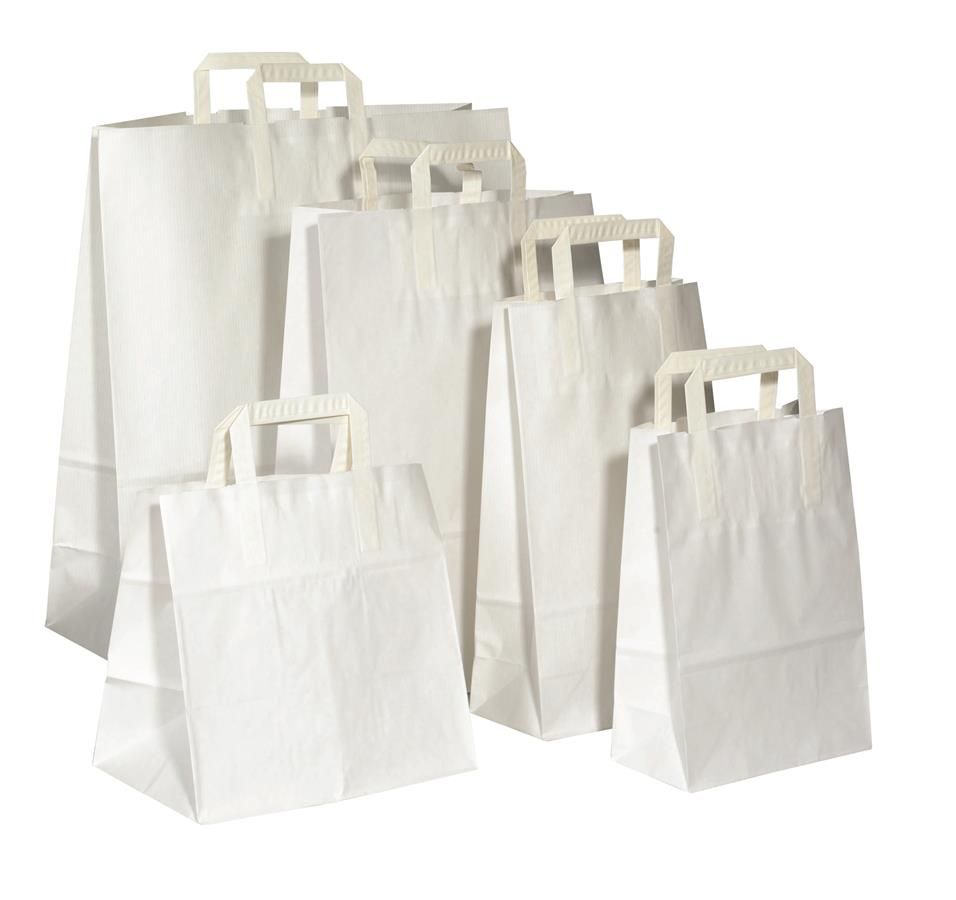 Sac à poignées plates kraft blanc medium 28x17x29cm 250pcs