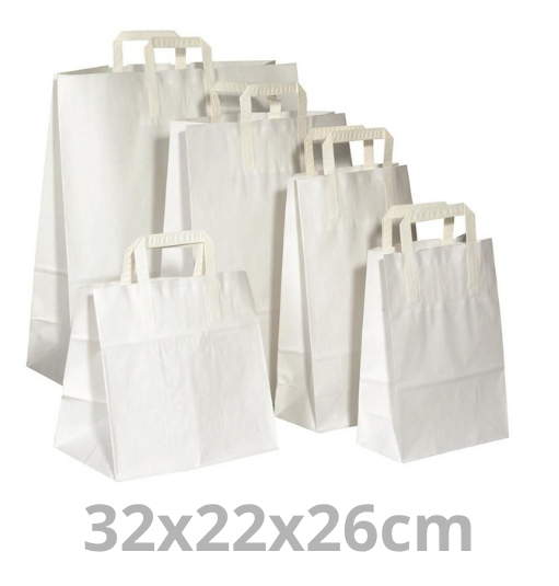 Sac à poignées plates kraft blanc grand 32x22X26cm 250pcs