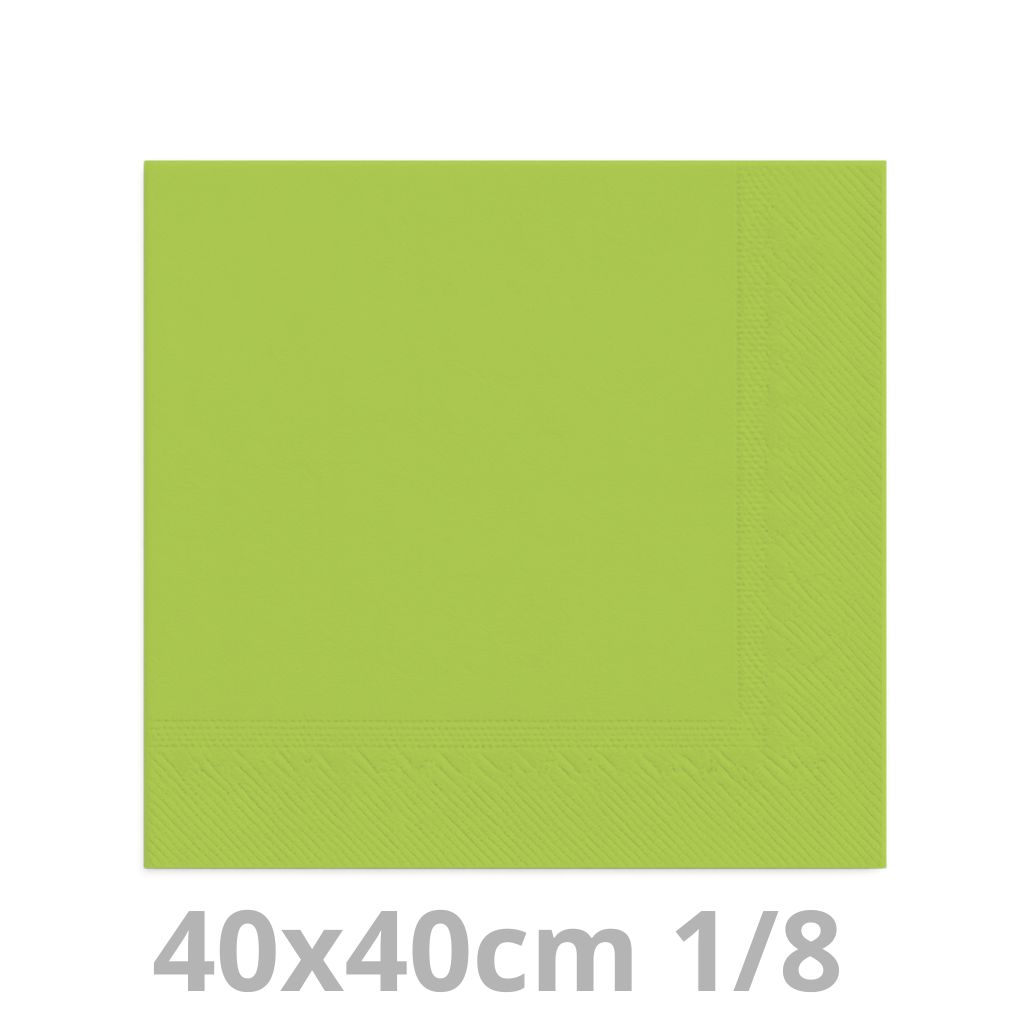 Serviette vert lime 2 plis 1/4 40x40cm 20x100pcs