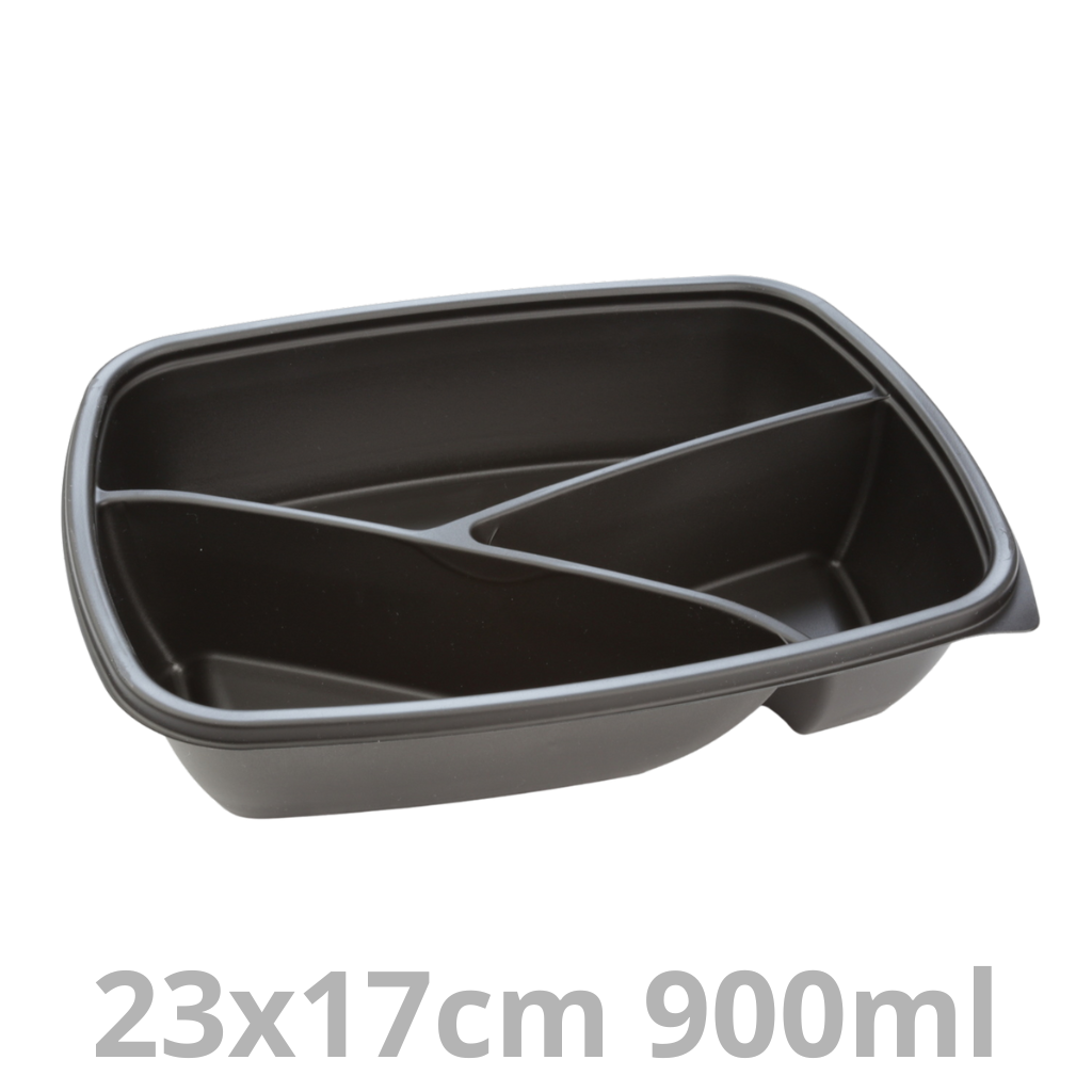 [HOT78330-SAT] FastPac barquette rectangulaire 3 compartiments 900ml 23x17cm 4x75pcs