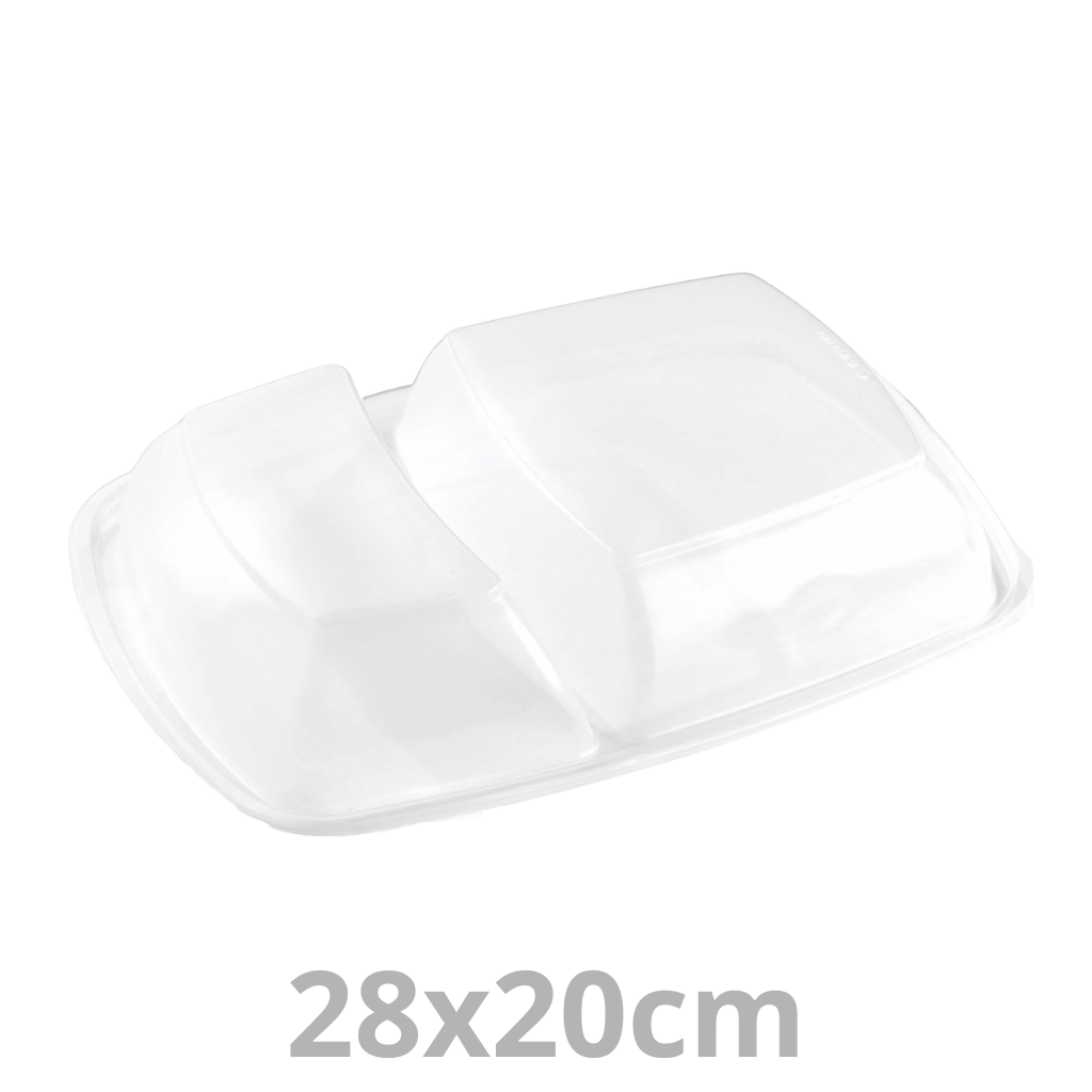 Couvercle PP pour FastPac barquette rectangulaire 2 compartiments 28x20cm 3x50pcs