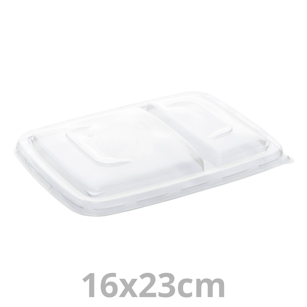Couvercle PP pour barquette rectangulaire 2 compartiments 16x23cm 3x50pcs