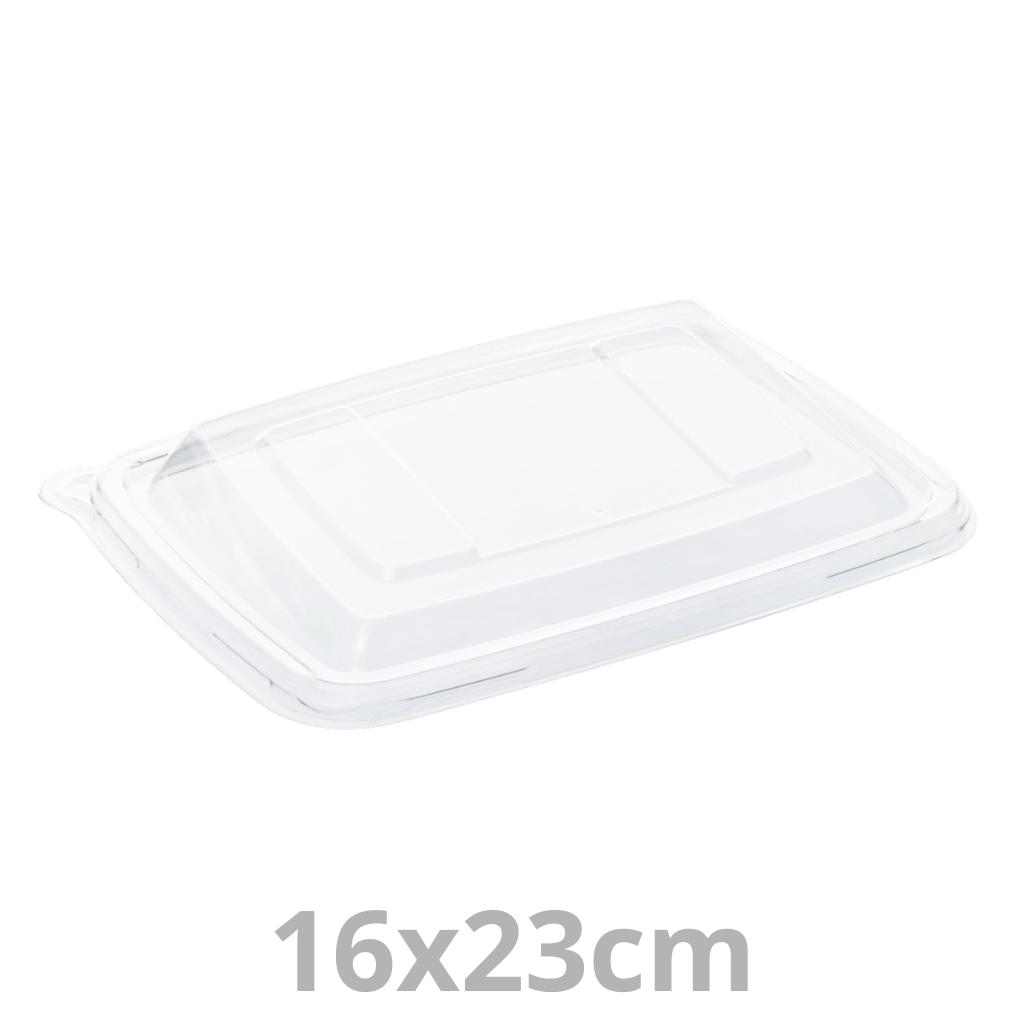 [PUL51621-SAT] Couvercle rPET pour barquette rectangulaire biseauté 16x23cm 4x75pcs