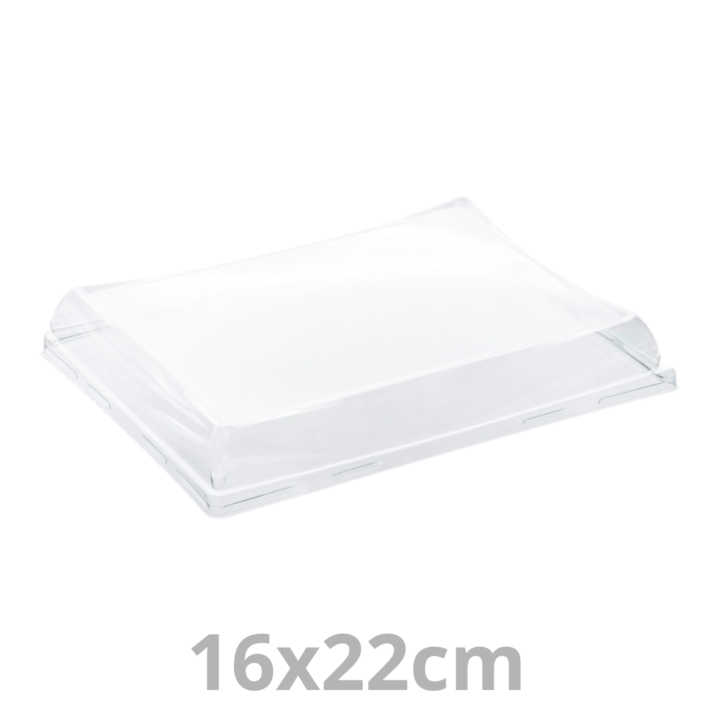 [DOM51622-SAT] Couvercle rPET pour barquette/plateau rectangulaire Pagoda 16x22cm 6x50pcs