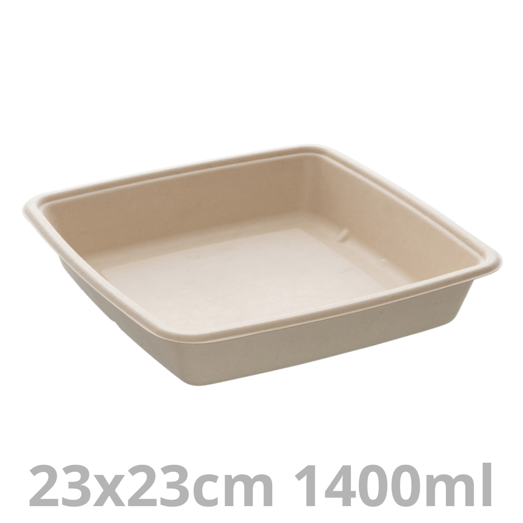 [PUL49148-SAT] Barquette carrée BEPULP 1400ml 23x23cm 4x75pcs