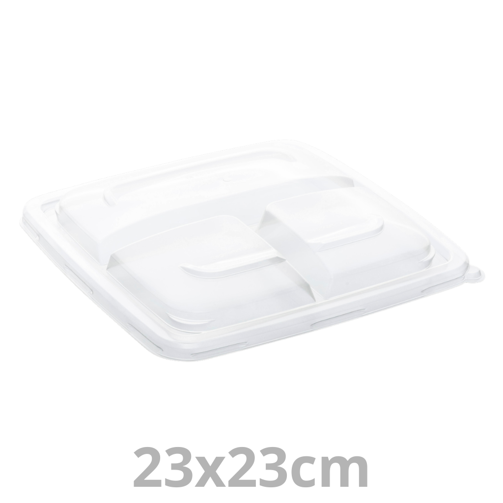 [PUL51903PP-SAT] Couvercle PP pour barquette carrée 3 compartiments 23x23cm 6x25pcs