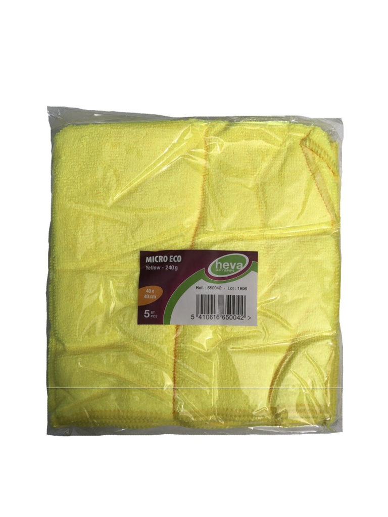 Torchon microfibre jaune 40x40cm 5pcs