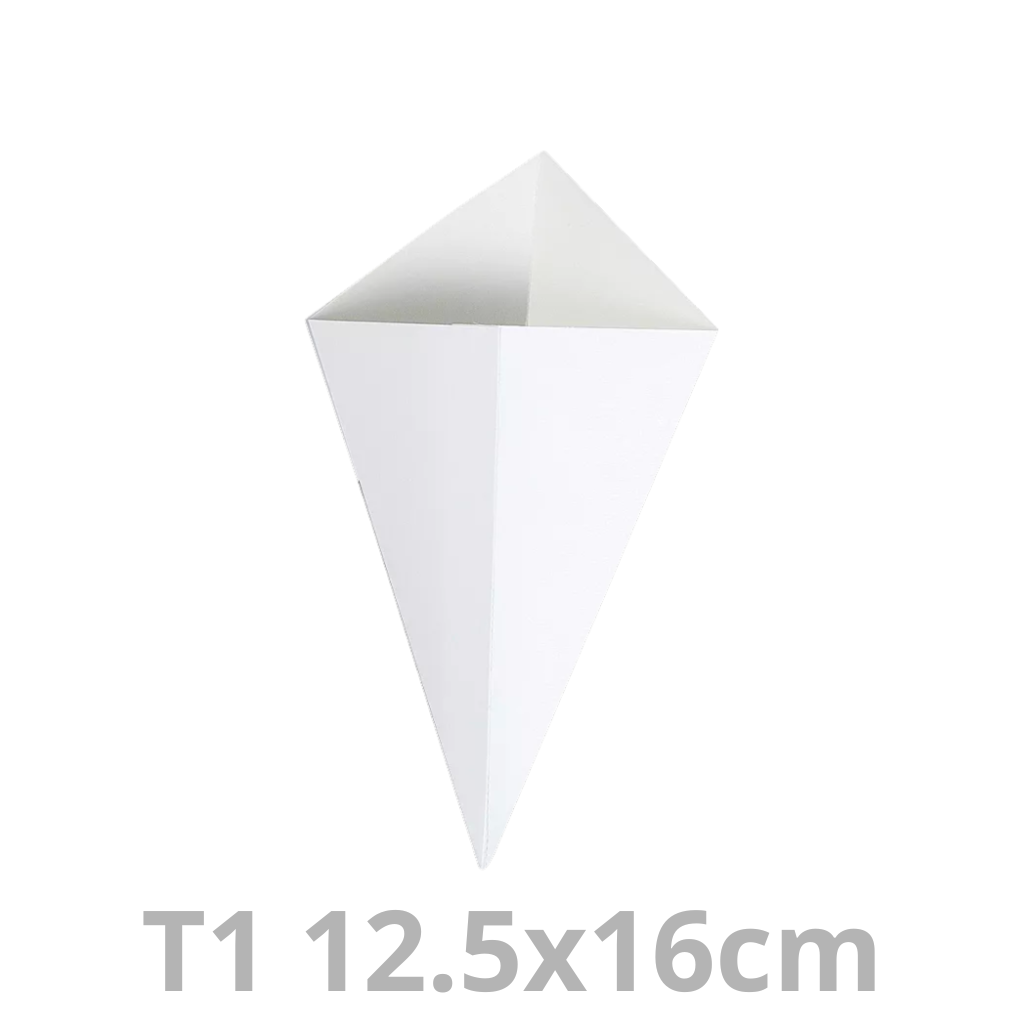 Cornet à frites T1 blanc carton 12.5x16cm 1000pcs