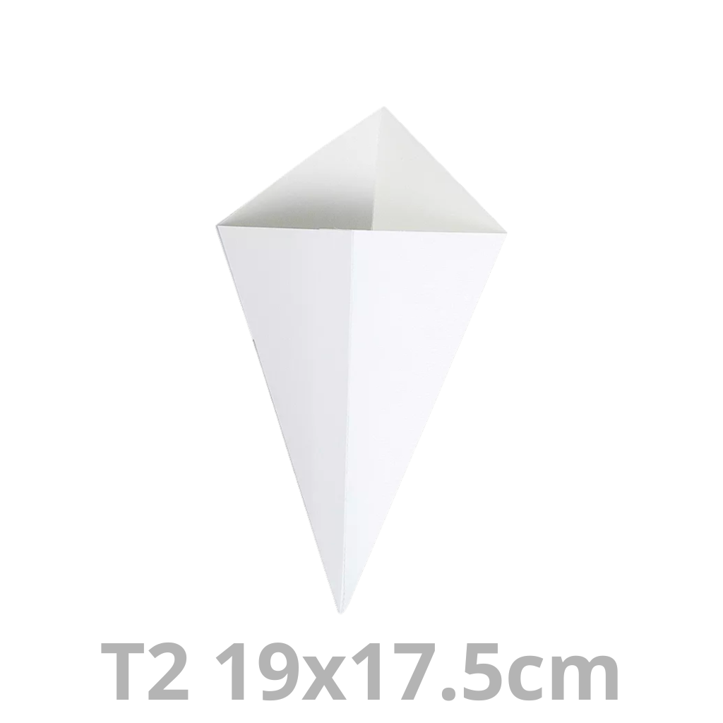[TIP2-HAY] Cornet à frites T2 blanc carton 19x17.5cm 1000pcs