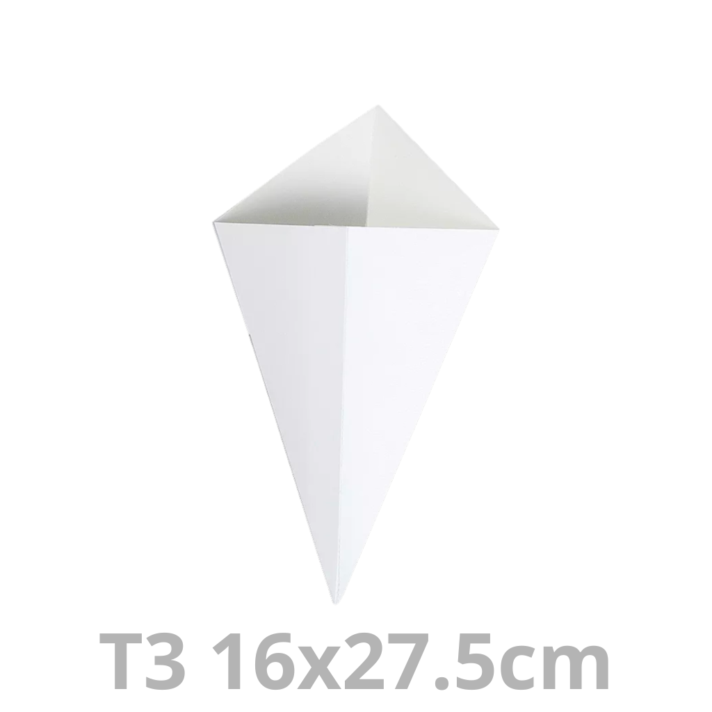 [TIP3-HAY] Cornet à frites T3 blanc carton 16x27.5cm 1000pcs