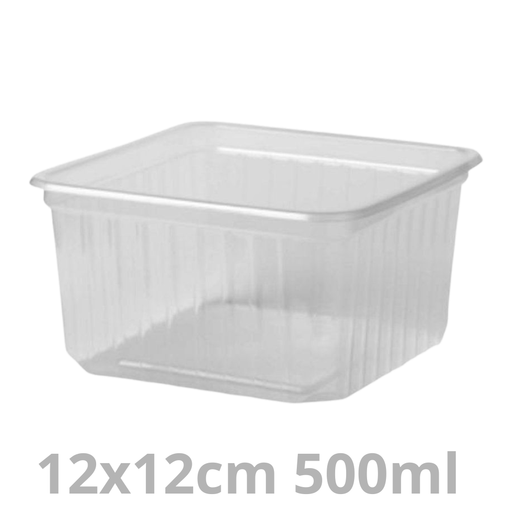 [63010030-VAK] ANL barquette boucherie carré transparent réutilisable PP 500ml 12x12cm 10x50pcs
