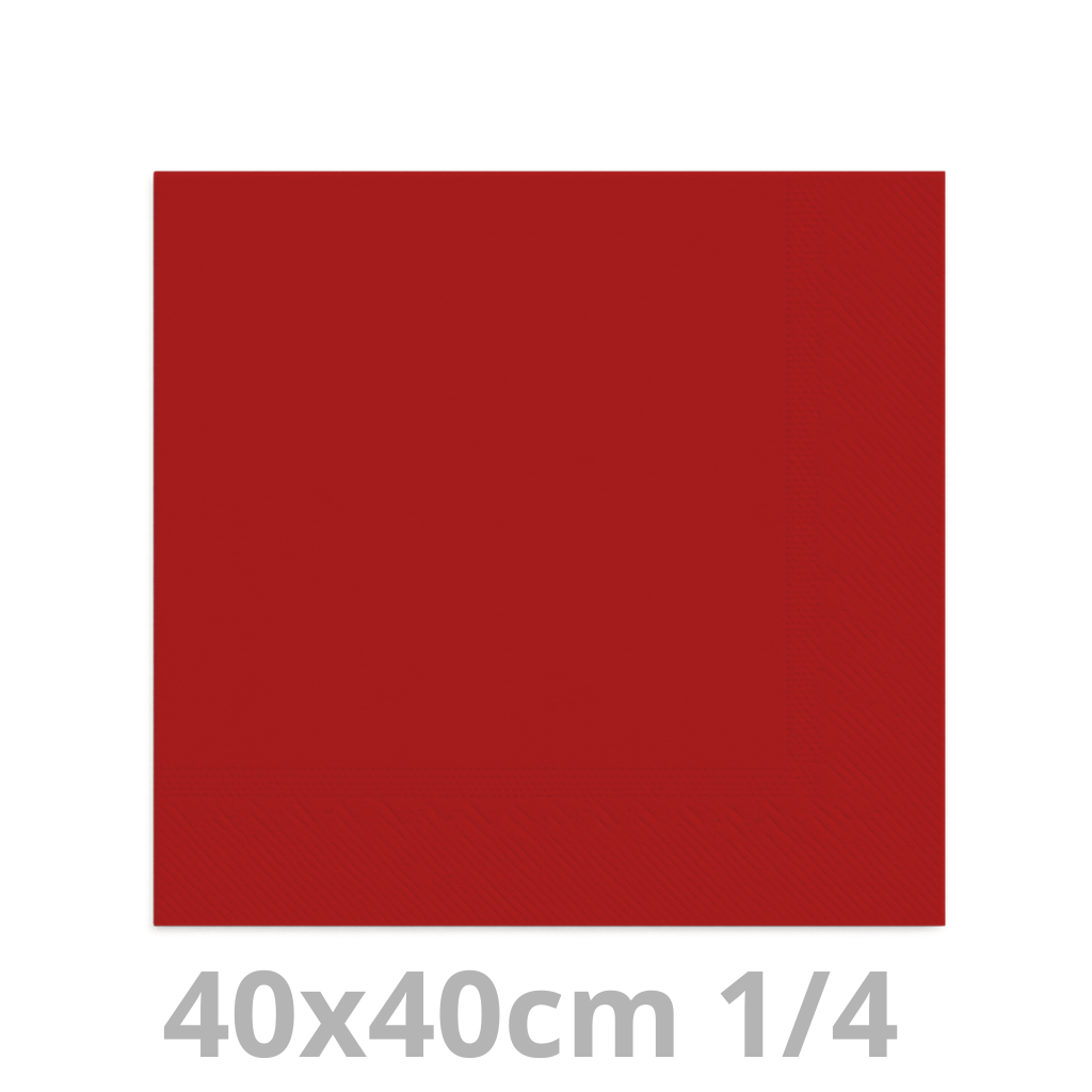 Serviette rouge 2 plis 1/4 40x40cm 20x100pcs