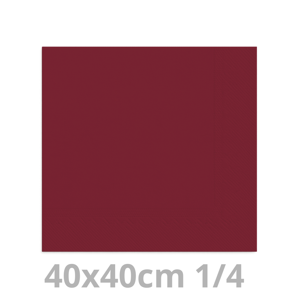 Serviette bordeaux 2 plis 1/4 40x40cm 20x100pcs