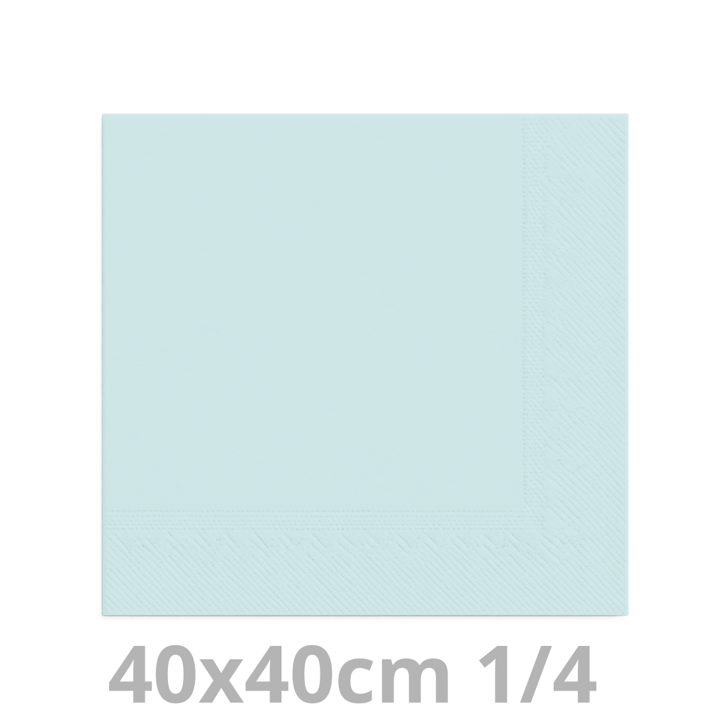 Serviette bleu clair 2 plis 1/4 40x40cm 20x100pcs