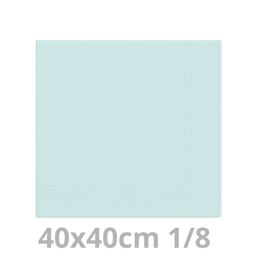 Serviette bleu clair 2 plis 1/8 40x40cm 20x100pcs