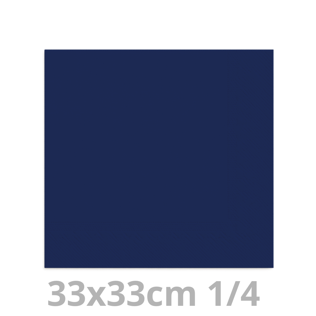 Serviette bleu foncé 2 plis 1/4 33x33cm 20x100pcs