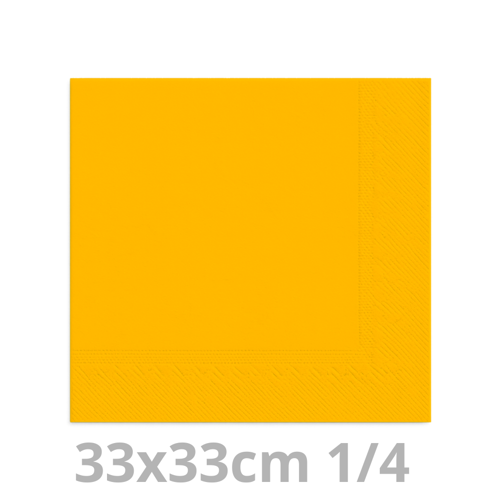 Serviette jaune 2 plis 1/4 33x33cm 20x100pcs