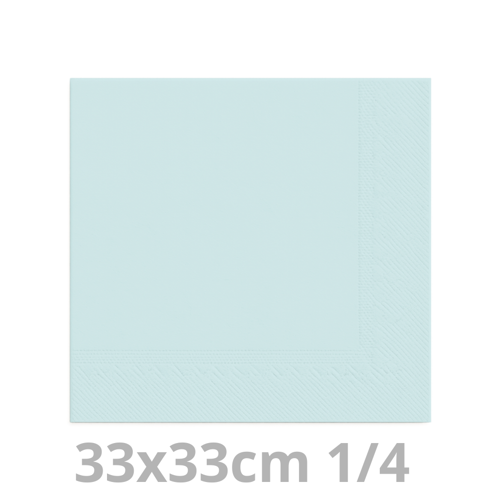 Serviette bleu clair 2 plis 1/4 33x33cm 20x100pcs