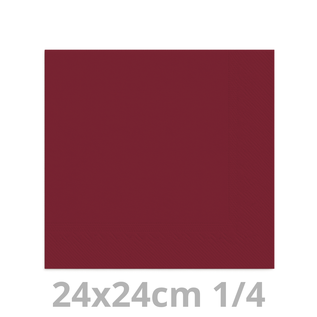 Serviette bordeaux 2 plis 24x24cm 8x300pcs