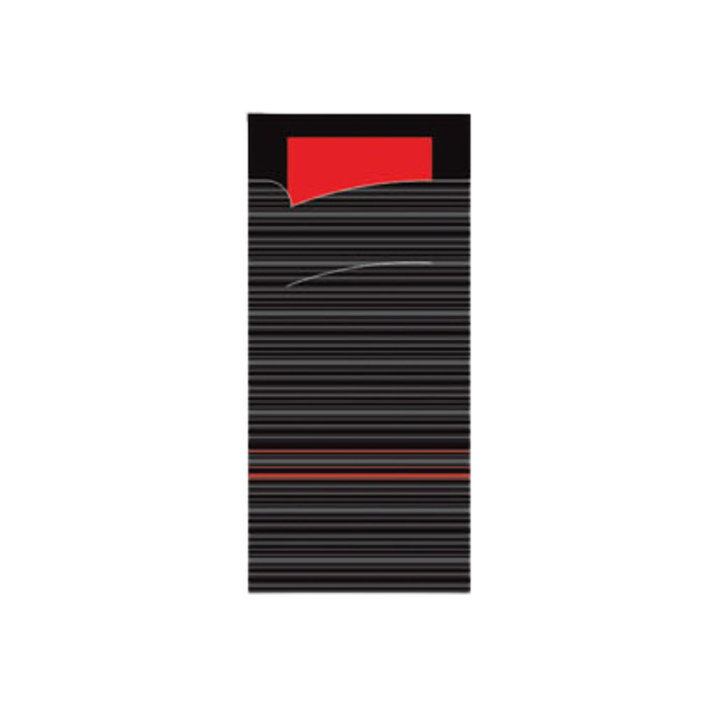 Pochette à couverts noir/rouge 5x100pcs
