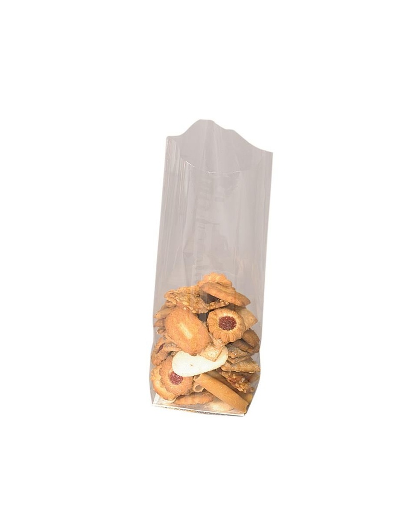 Sachet à fond croisé avec fond carton transparent 10x22cm 35µ 100pcs
