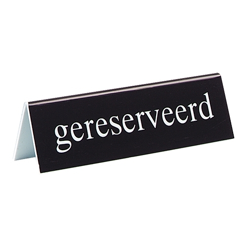 Signe de table noir Réservé - gereserveerd