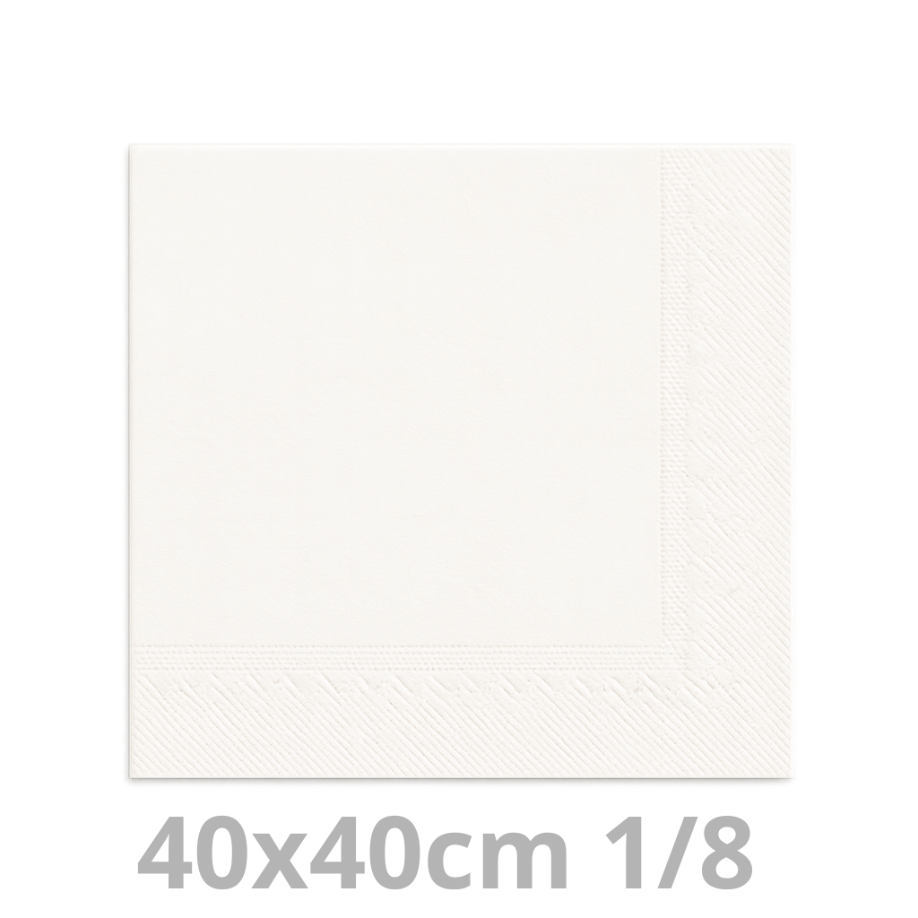 Serviette blanc 2 plis 1/8 40x40cm 20x100pcs