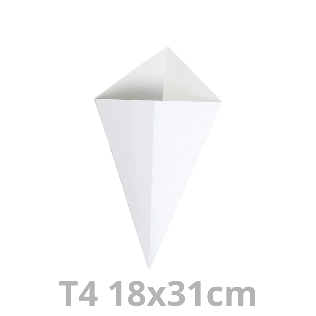 Cornet à frites T4 blanc carton 18x31cm 1000pcs