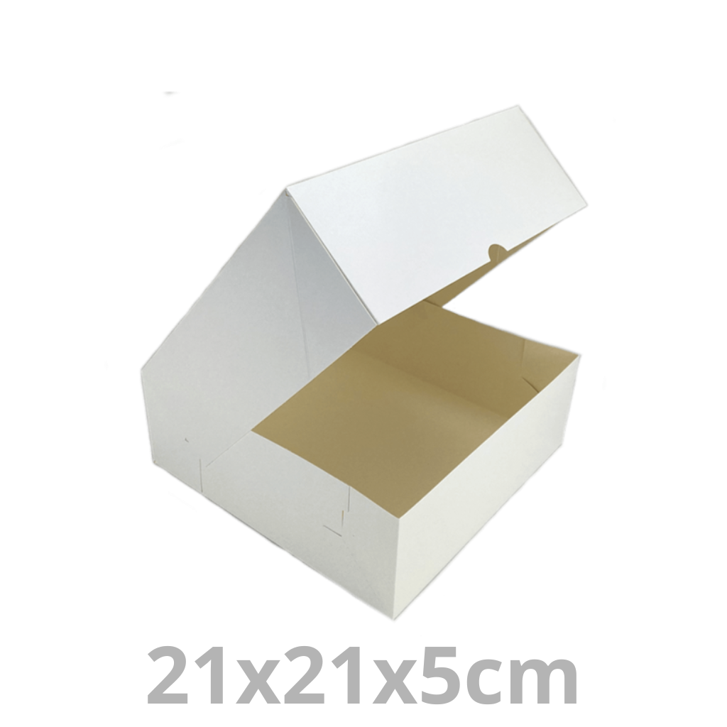 Boite à pâtisserie Deluxbox blanc 21x21x5cm 1000pcs