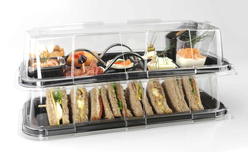 Plateau rectangulaire noir rPET 36x16 cm 5x10pcs