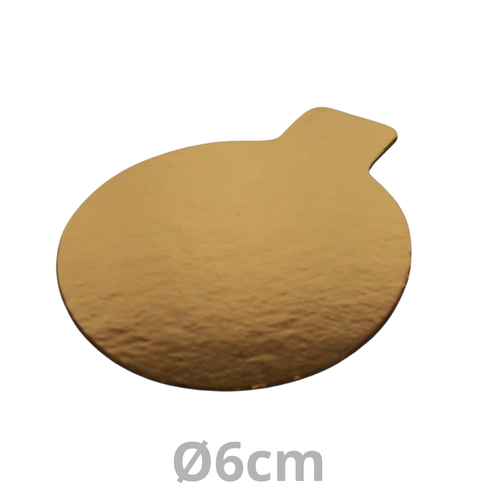 [46020011-VAK] Sous-tarte rond doré avec languette Ø6cm 1mm 4x250pcs