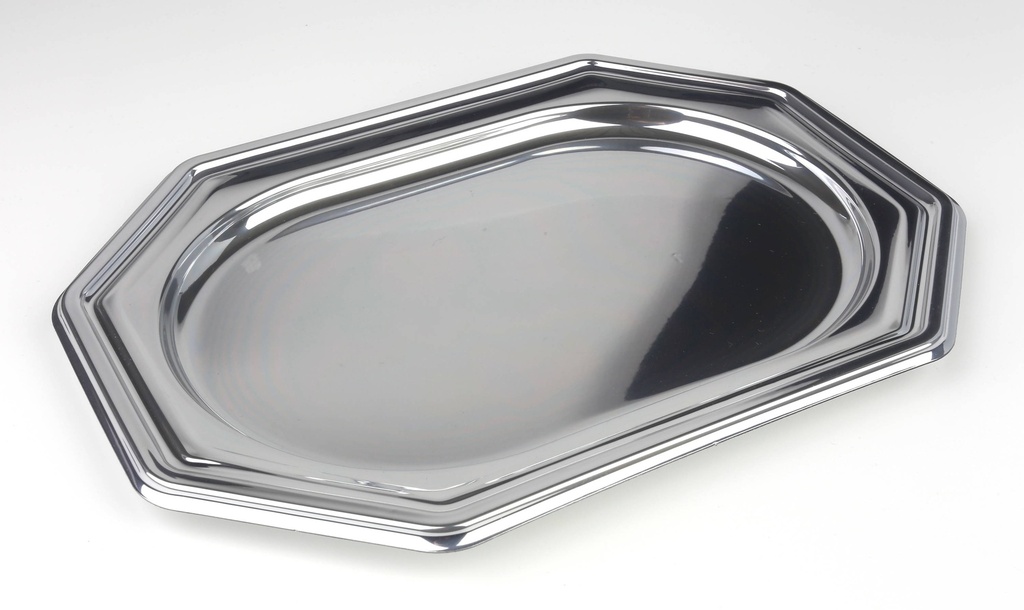 [SIL00315-50-SAT] Plateau octogonal argenté rPET 27x19cm 10x5pcs