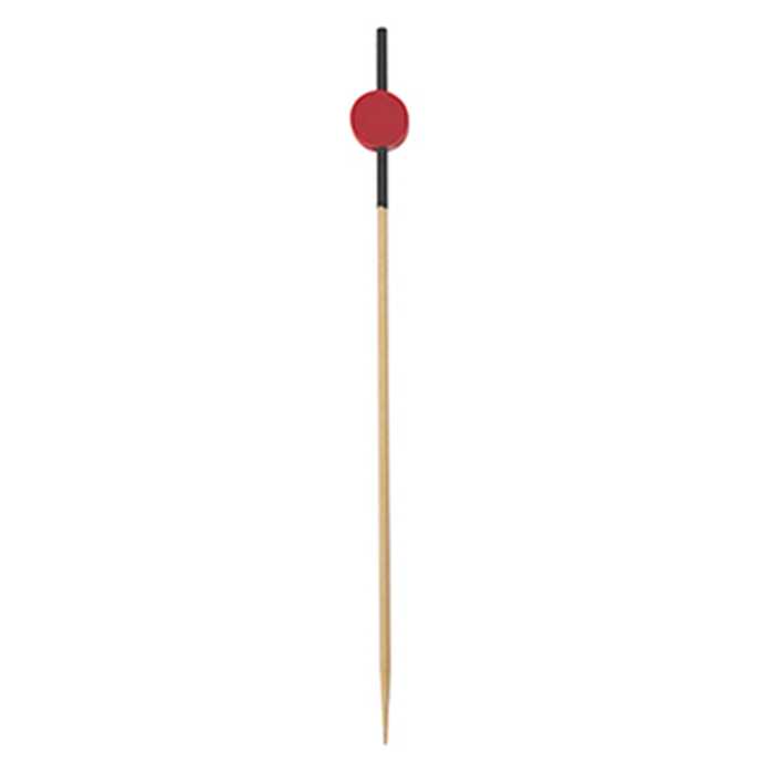 [B61-BEX] Brochette décorative noire "Boule rouge" 12cm 12x100pcs