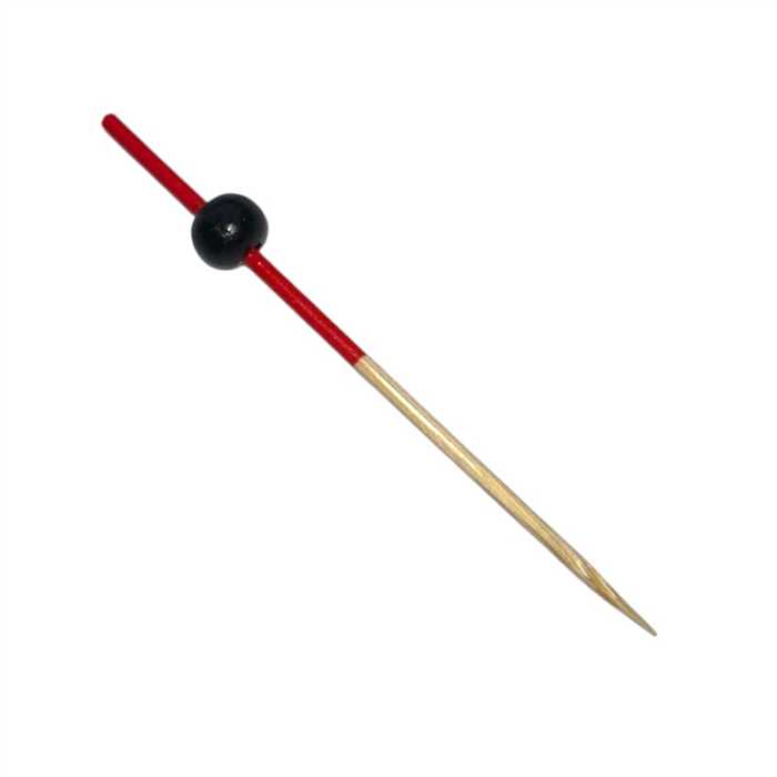 [B62B-BEX] Brochette décorative rouge "Boule noire" 7cm 12x100pcs