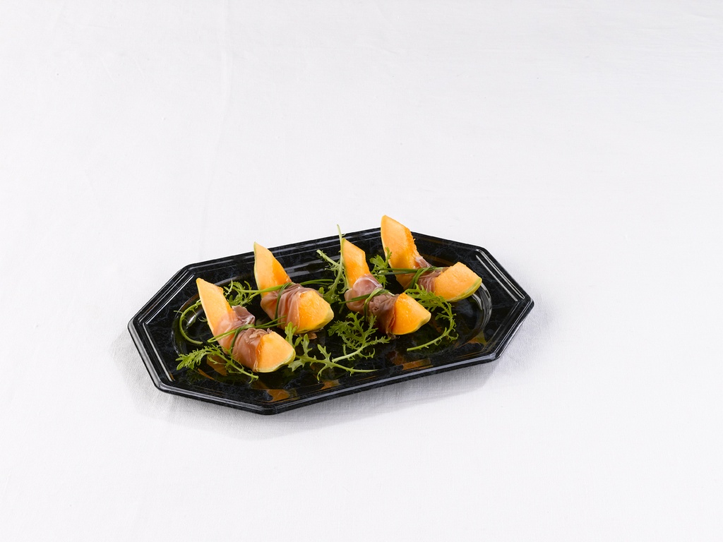 [MAR8345-50-SAT] Plateau octogonal marbré rPET 35x24cm 10x5pcs