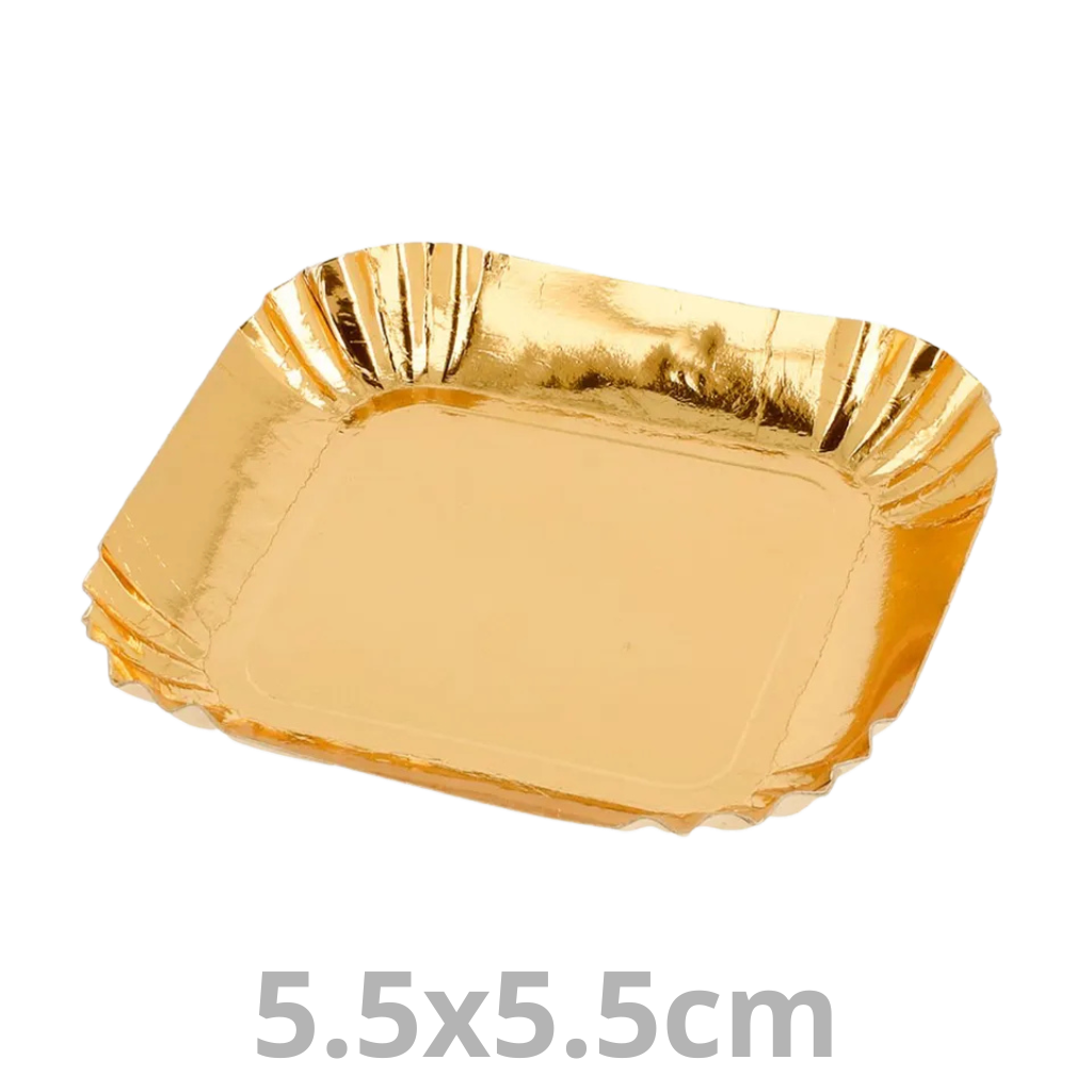 Mini assiette carré doré 5.5x5.5cm 48x100pcs