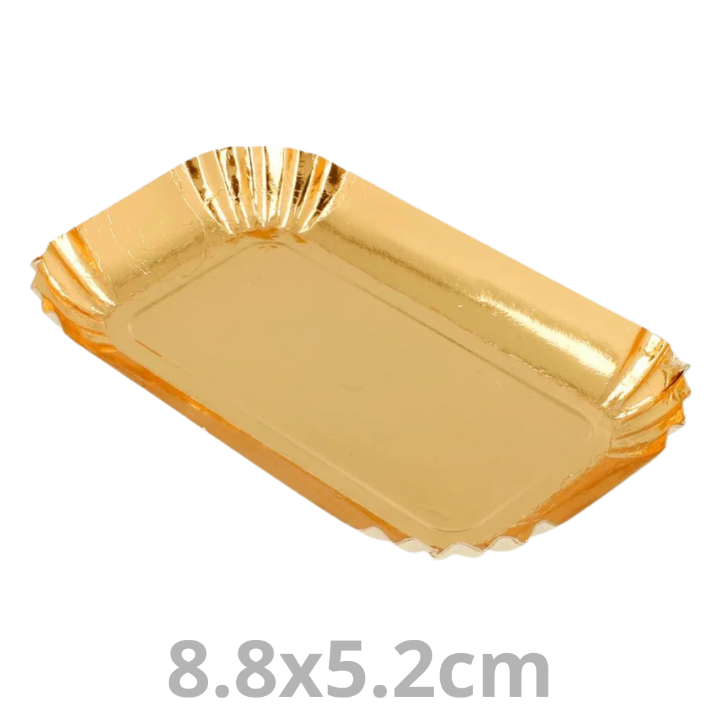 [A/88/52-PAS] Mini assiette rectangulaire doré 8.8x5.2 12x100pcs