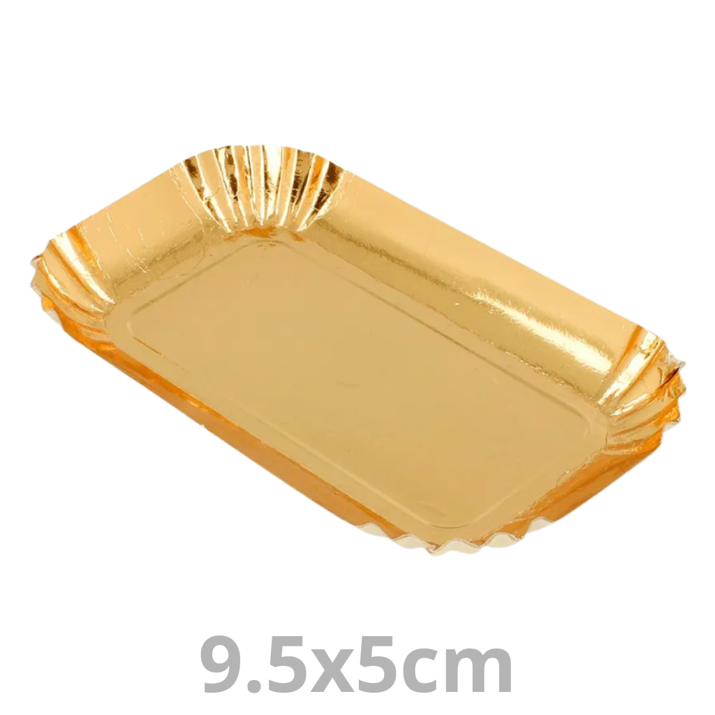 [A/95/50-PAS] Mini assiette rectangulaire doré 9.5x5cm 12x100pcs