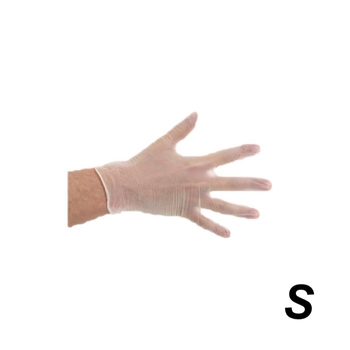 Gant vinyle transparent non poudré S 10x100pcs