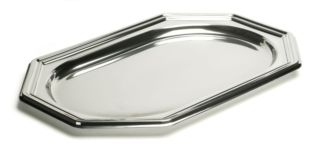 [SIL00385-50-SAT] Plateau octogonal argenté rPET 55x38cm 10x5pcs